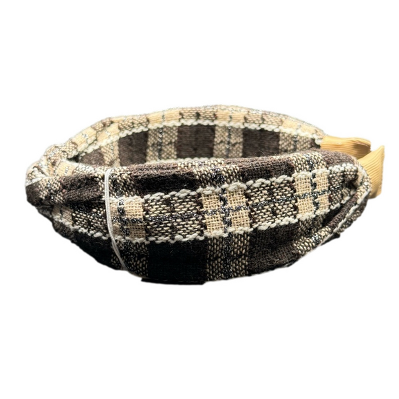 Fall Knit Plaid Twist Headband - Dark Brown - Picture 5 of 5